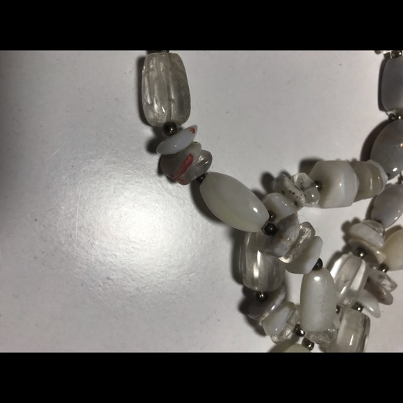 Semiprecious Quartz Crystal Agate Stone Bead Necklace Silver Metal Hook Clasp - Picture 7 of 8